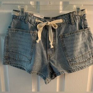 Low-Slung Denim Shorts by Cali 1850 • Rope Drawstring • Belt Loops • NWT • Sz 7
